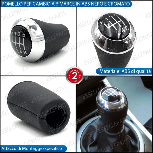 Pomello leva cambio a 6 marce Nero e Cromato in abs per Mazda 5 MK1