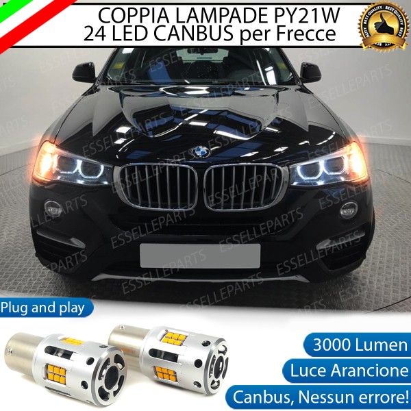 Coppia Frecce Anteriori PY21W 24 LED Canbus 3.0 per BMW X4 F26
