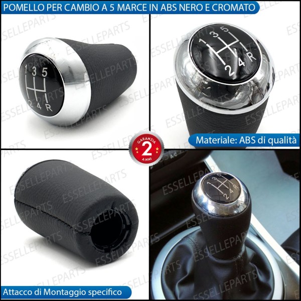 Pomello leva cambio a 5 marce Nero e Cromato in abs per Mazda 5 MK1
