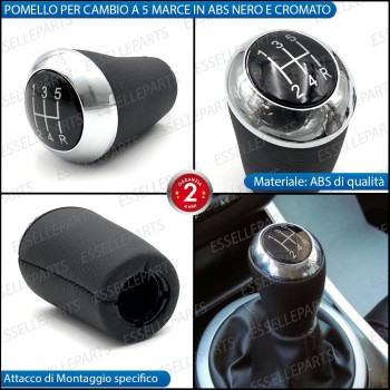 Pomello leva cambio a 5 marce Nero e Cromato in abs per Mazda MX-5 MK2