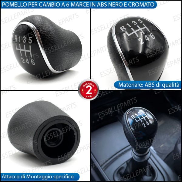 Pomello leva cambio a 6 marce Nero e Cromato in abs per Hyundai IX35 Restyling