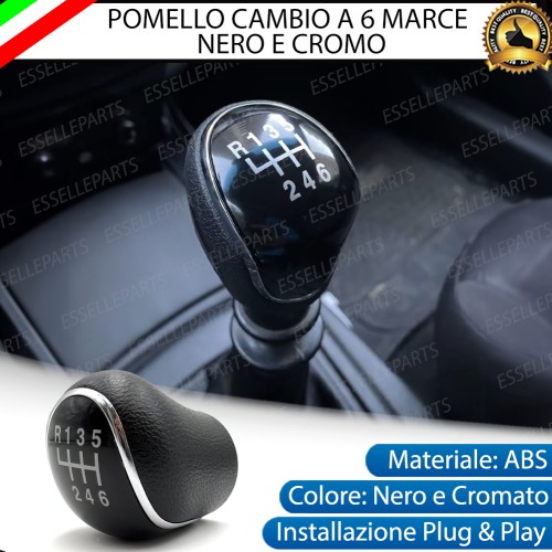 Pomello leva cambio a 6 marce Nero e Cromato in abs per Hyundai I30 Pre-Restyling