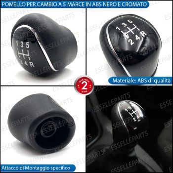 Pomello leva cambio a 5 marce Nero e Cromato in abs per Ford Focus MK3