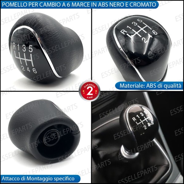 Pomello leva cambio a 6 marce Nero e Cromato in abs per Ford C-Max MK1