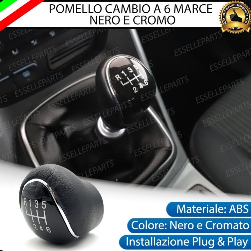 Pomello leva cambio a 6 marce Nero e Cromato in abs per Ford Fiesta MK6