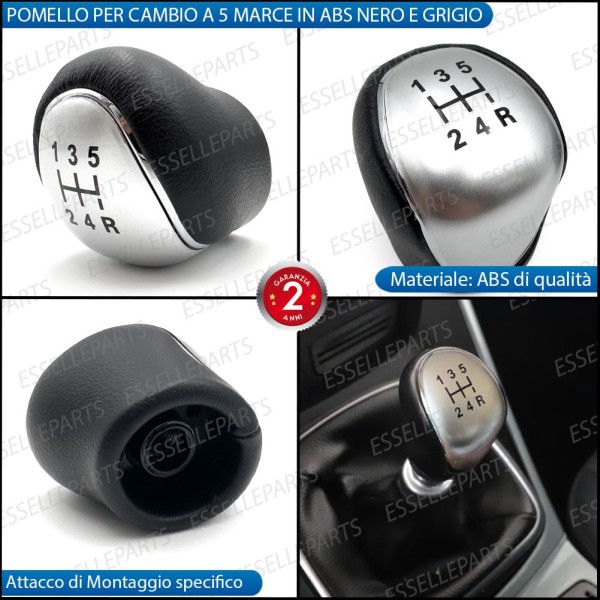 Pomello leva cambio a 5 marce Nero e Grigio in abs per Ford Focus MK3