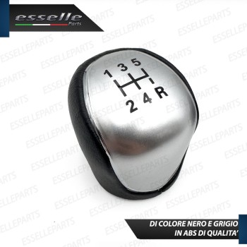 Pomello leva cambio a 5 marce Nero e Grigio in abs per Ford Fiesta MK6 Restyling