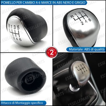 Pomello leva cambio a 6 marce Nero e Grigio in abs per Ford C-Max MK1