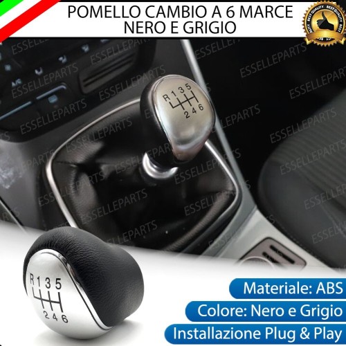 Pomello leva cambio a 6 marce Nero e Grigio in abs per Ford Kuga 2 Restyling