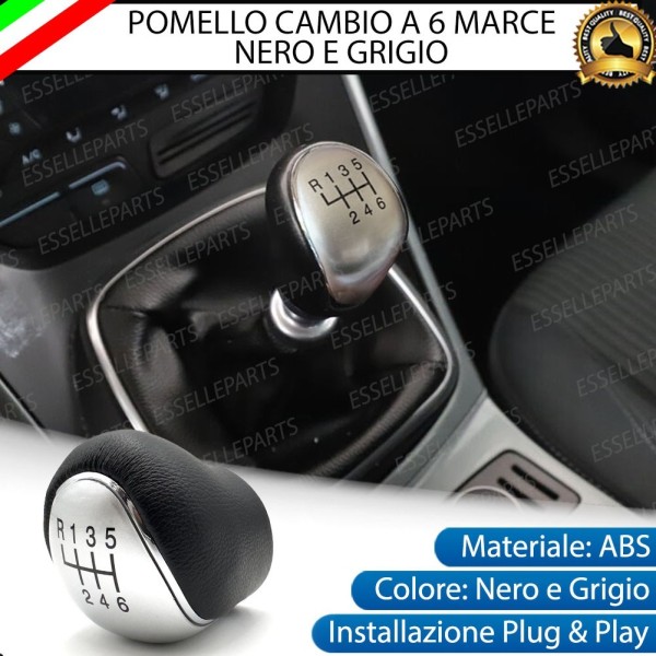 Pomello leva cambio a 6 marce Nero e Grigio in abs per Ford Fiesta MK6 Restyling