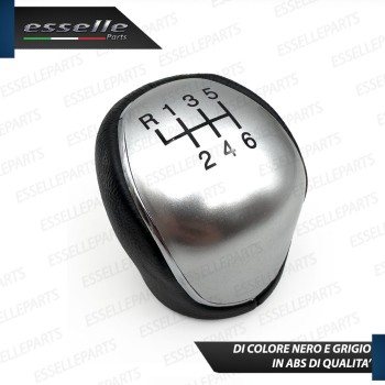 Pomello leva cambio a 6 marce Nero e Grigio in abs per Ford Fiesta MK6 Restyling