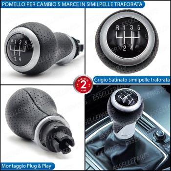 Pomello Leva Cambio Audi A5 8T + Sportback Fino al 2011 5 Marce In Similpelle Traforato