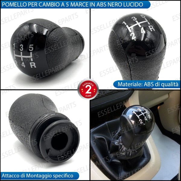 Pomello leva cambio a 5 marce Nero Lucido in abs per Ford C-Max MK1