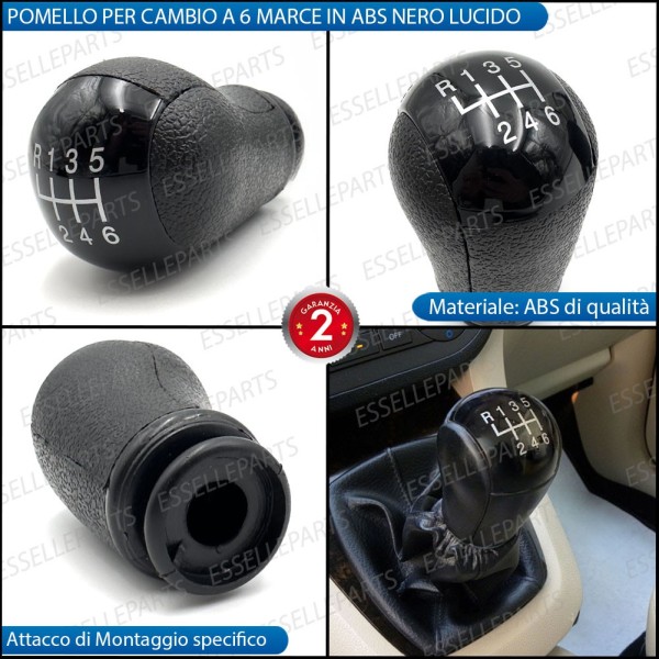 Pomello leva cambio a 6 marce Nero Lucido in abs per Ford C-Max MK1