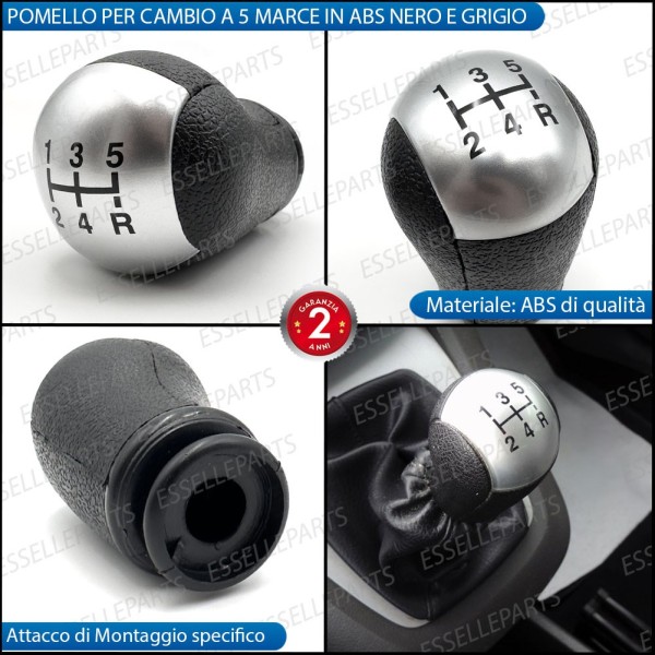 Pomello leva cambio a 5 marce Nero e Grigio in abs per Ford C-Max MK1