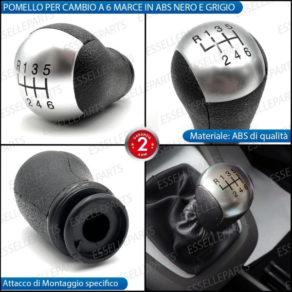 Pomello leva cambio a 6 marce Nero e Grigio in abs per Ford C-Max MK1