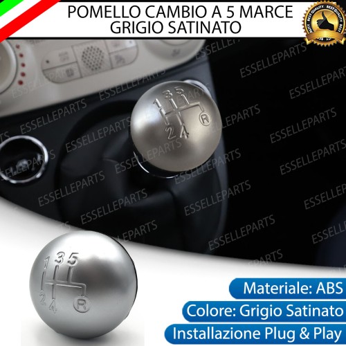 Pomello Leva Cambio Fiat 500 5 Marce Grigio Satinato Abs Specifico