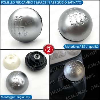 Pomello Leva Cambio Fiat 500 6 Marce Grigio Satinato Abs Specifico