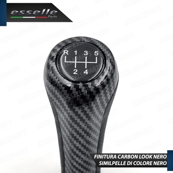 Pomello Leva Cambio Bmw Serie 3 E46 5 Marce Carbon look Similpelle Nero