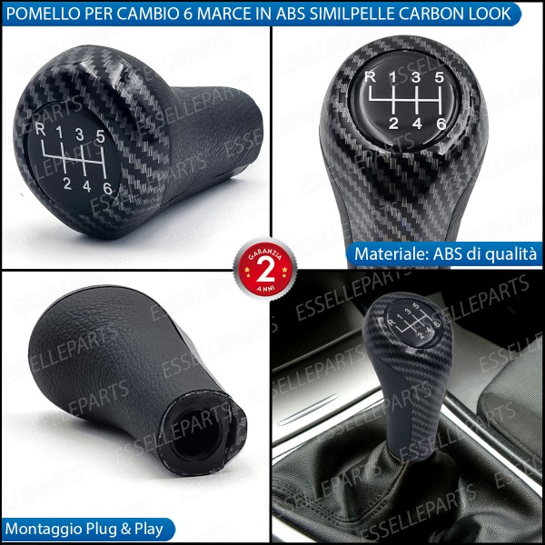 Pomello Leva Cambio Bmw X3 E83 6 Marce Carbon look Similpelle Nero