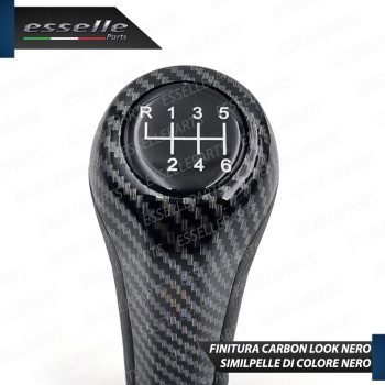 Pomello Leva Cambio Bmw X5 E53 6 Marce Carbon look Similpelle Nero