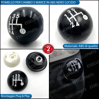 Pomello Leva Cambio Abarth 500 595 695 5 Marce Nero Lucido Abs Specifico