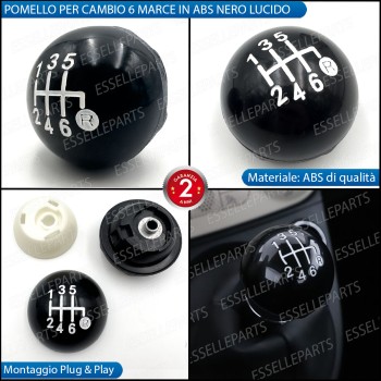 Pomello Leva Cambio Abarth 500 595 695 6 Marce Nero Lucido Abs Specifico
