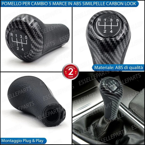 Pomello Leva Cambio Bmw X1 E84 5 Marce Carbon look Similpelle Nero