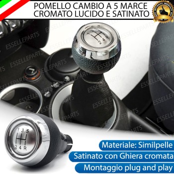 Pomello Leva Cambio Mini One Cooper R56 5 Marce Satinato cromato Similpelle