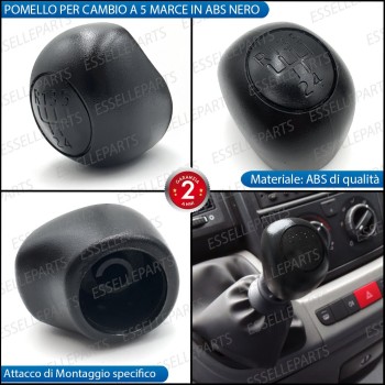 Pomello leva cambio a 5 marce Nero in abs per Peugeot Boxer MK2