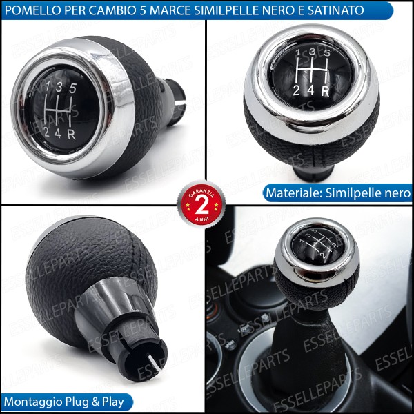 Pomello Leva Cambio Mini Countryman R60 5 Marce Nero,  cromato Similpelle