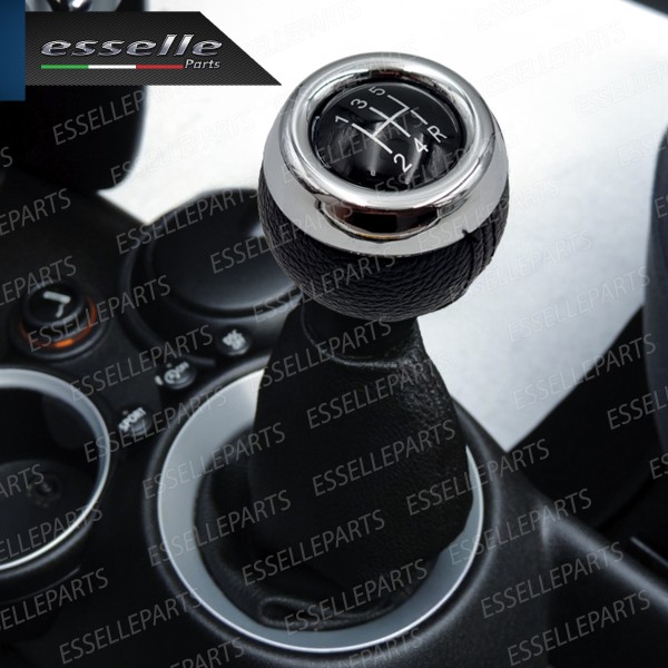 Pomello Leva Cambio Mini Coupe R58 5 Marce Nero,  cromato Similpelle