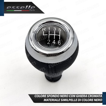Pomello Leva Cambio Mini One Cooper R56 6 Marce Nero,  cromato Similpelle