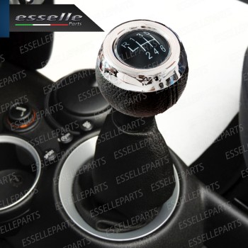 Pomello Leva Cambio Mini One Cooper R56 6 Marce Nero,  cromato Similpelle
