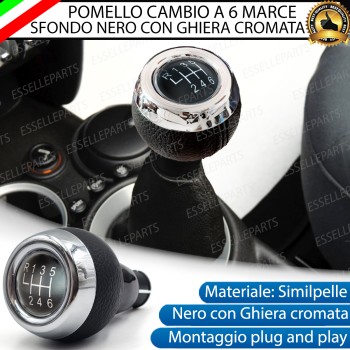 Pomello Leva Cambio Mini Coupe R58 6 Marce Nero,  cromato Similpelle