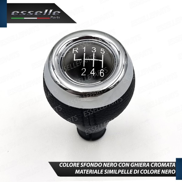 Pomello Leva Cambio Mini Coupe R58 6 Marce Nero,  cromato Similpelle