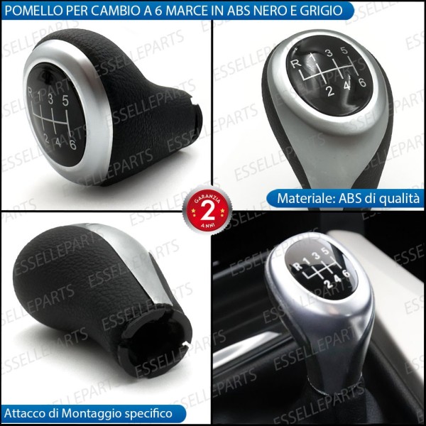 Pomello leva cambio a 6 marce Nero e Grigio in abs per Bmw Serie 1 F20 F21 Pre-Restyling