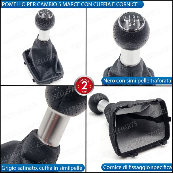 Pomello Del Cambio Cuffia Audi A3 8L 5 Marce Similpelle Traforata Nera Satinato