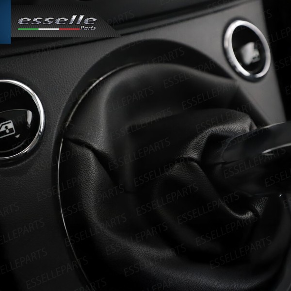 Cuffia cambio in similpelle di qualità con cornice cromata per Fiat 500 Restyling