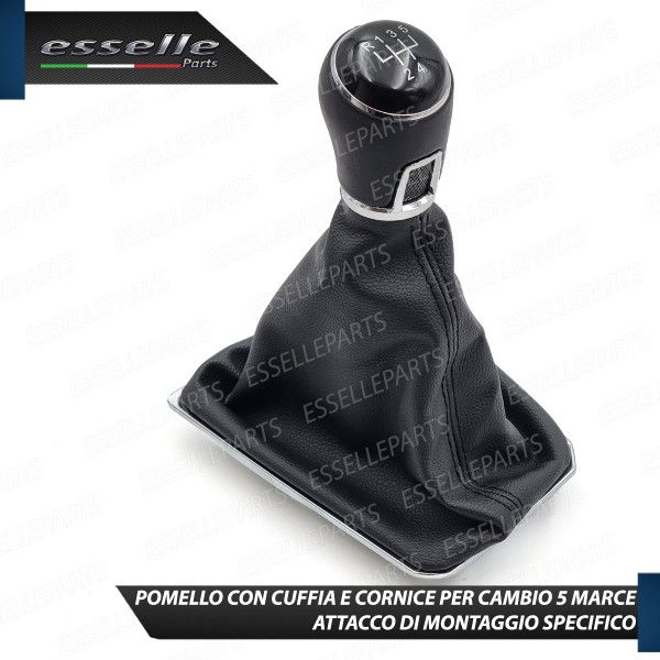 Pomello Del Cambio Cuffia VW Polo 6R 6C 5 Marce Similpelle Nera Cornice Cromata