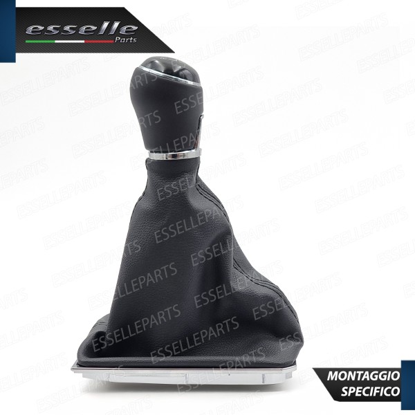Pomello Del Cambio Cuffia VW Polo 6R 6C 5 Marce Similpelle Nera Cornice Cromata