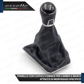 Pomello Del Cambio Cuffia VW Polo 6R 6C 6 Marce Similpelle Nera Cornice Cromata