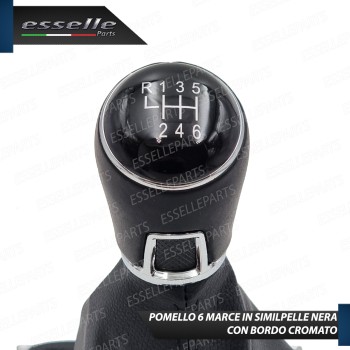 Pomello Del Cambio Cuffia VW Polo 6R 6C 6 Marce Similpelle Nera Cornice Cromata