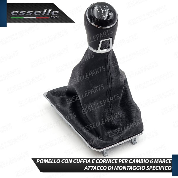 Pomello Del Cambio Cuffia VW Golf 7 6 Marce Similpelle Nera Cornice Cromata