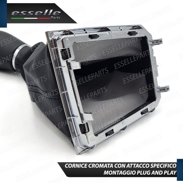 Pomello Del Cambio Cuffia VW Golf 7 6 Marce Similpelle Nera Cornice Cromata