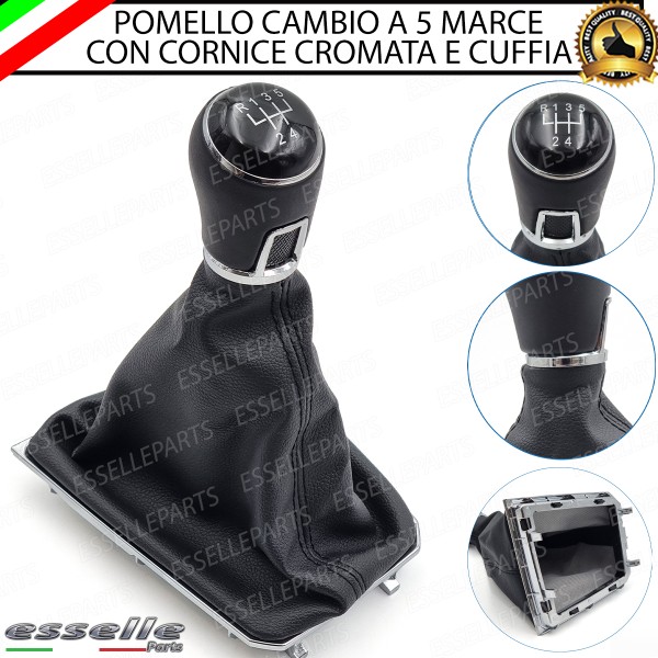 Pomello Del Cambio Cuffia VW Golf 7.5 Restyling 5 Marce Similpelle Nera Cornice Cromata