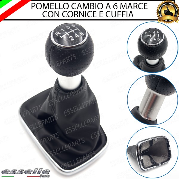 Pomello Del Cambio Cuffia VW Bora 6 Marce Similpelle Traforata Nera Satinato