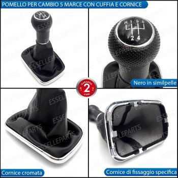 Pomello Del Cambio Cuffia VW Golf MK4 5 Marce Similpelle Nero e Cromato Pomello Del Cambio Cuffia VW Golf MK4 5 Marce Similpelle Nero e Cromato