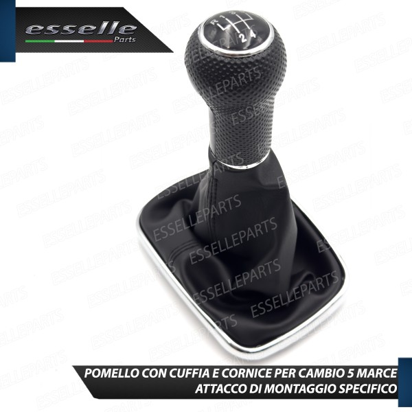 Pomello Del Cambio Cuffia VW Golf MK4 5 Marce Similpelle Nero e Cromato