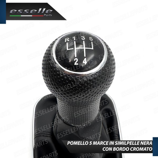 Pomello Del Cambio Cuffia VW Golf MK4 5 Marce Similpelle Nero e Cromato